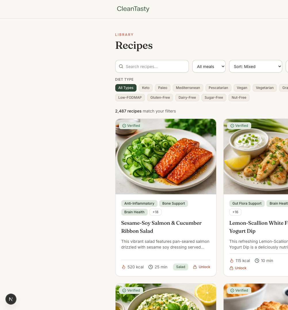 Recipes browse